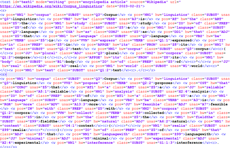 Image of lots of XML text with annotations