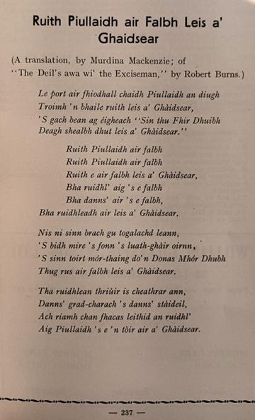 A poem by Robert Burns translated from Scots into Scottish Gaelic