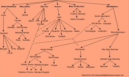 Indo-European linguistic family tree