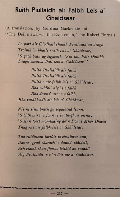 A poem by Robert Burns translated from Scots into Scottish Gaelic