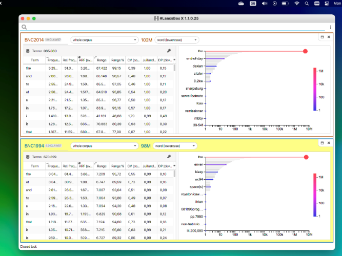 Screenshot of lancsbox on a mac