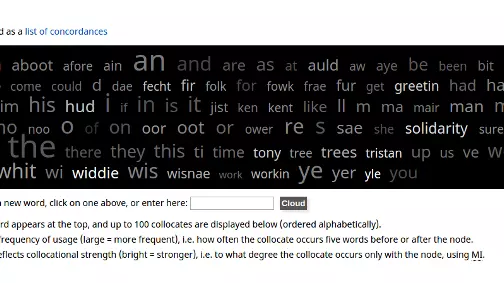 Screenshot of the SCOTS corpus analysis tool