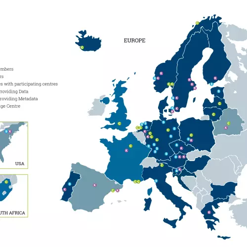 Map of Europe, with CLARIN countries and centres marked