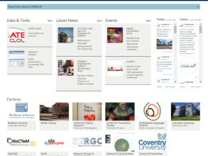 Screenshot of the home page of the CLARIN-UK website